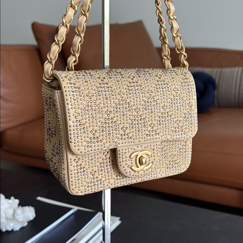 *RARE* 2025 Chanel Gold Mini Flap Bag - Gold Sparkle - Picture 1 of 16